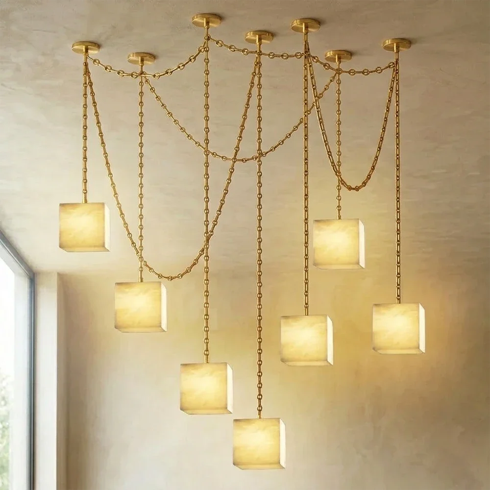 Alabaster Square Chain Chandelier – Alabaster detail 27