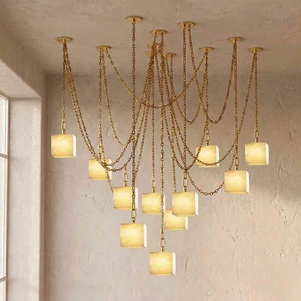 Alabaster Square Chain Chandelier – Alabaster detail 32