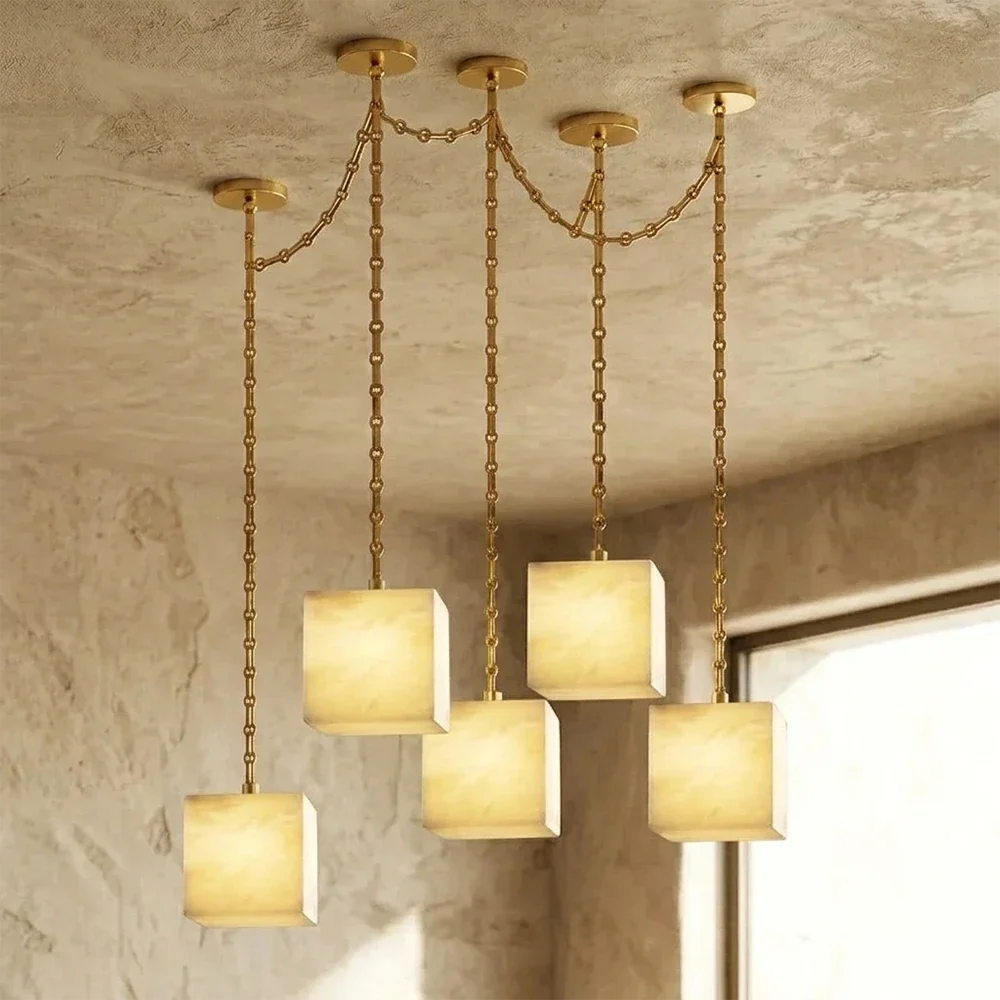 Alabaster Square Chain Chandelier – Alabaster detail 24