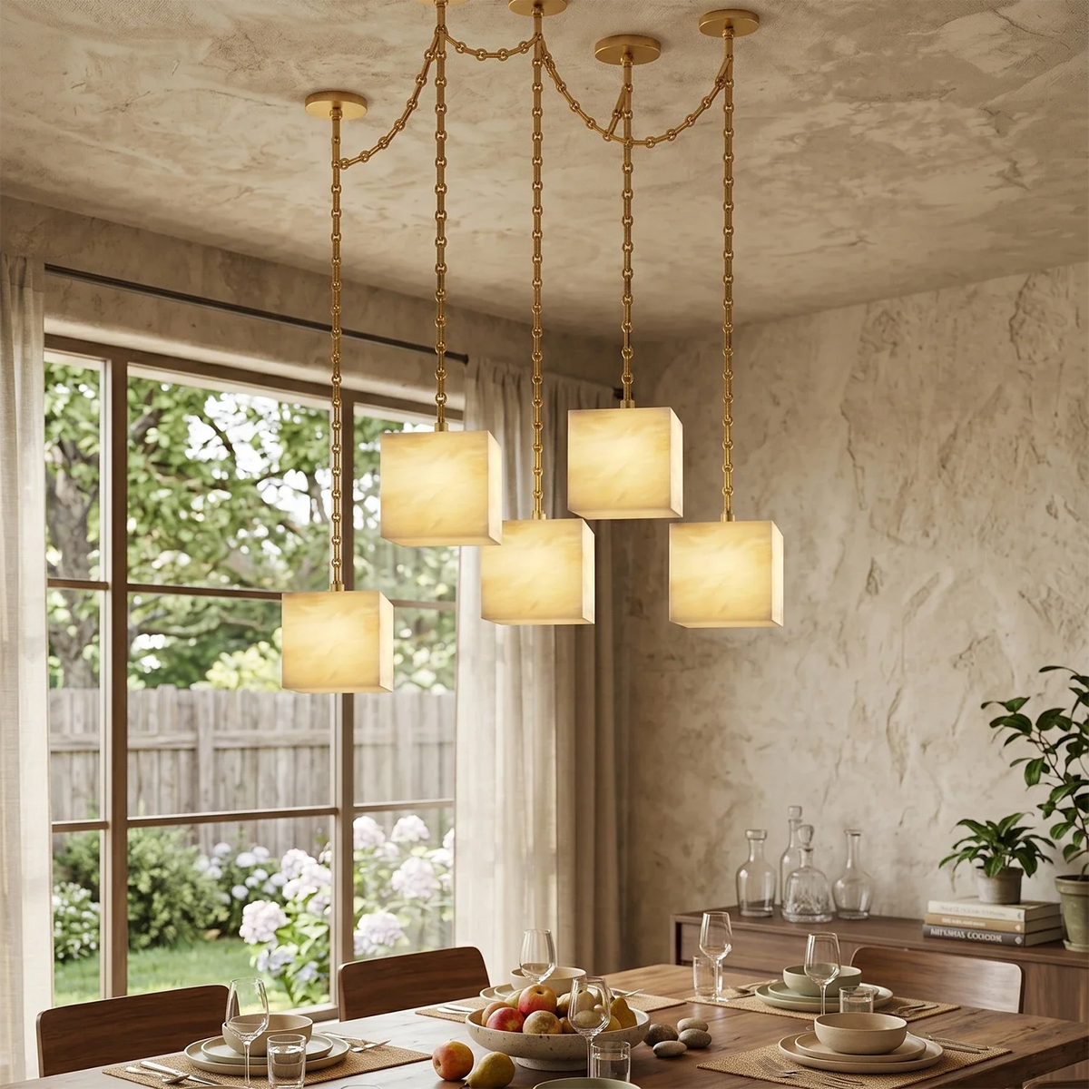 Alabaster Square Chain Chandelier – Alabaster detail 6