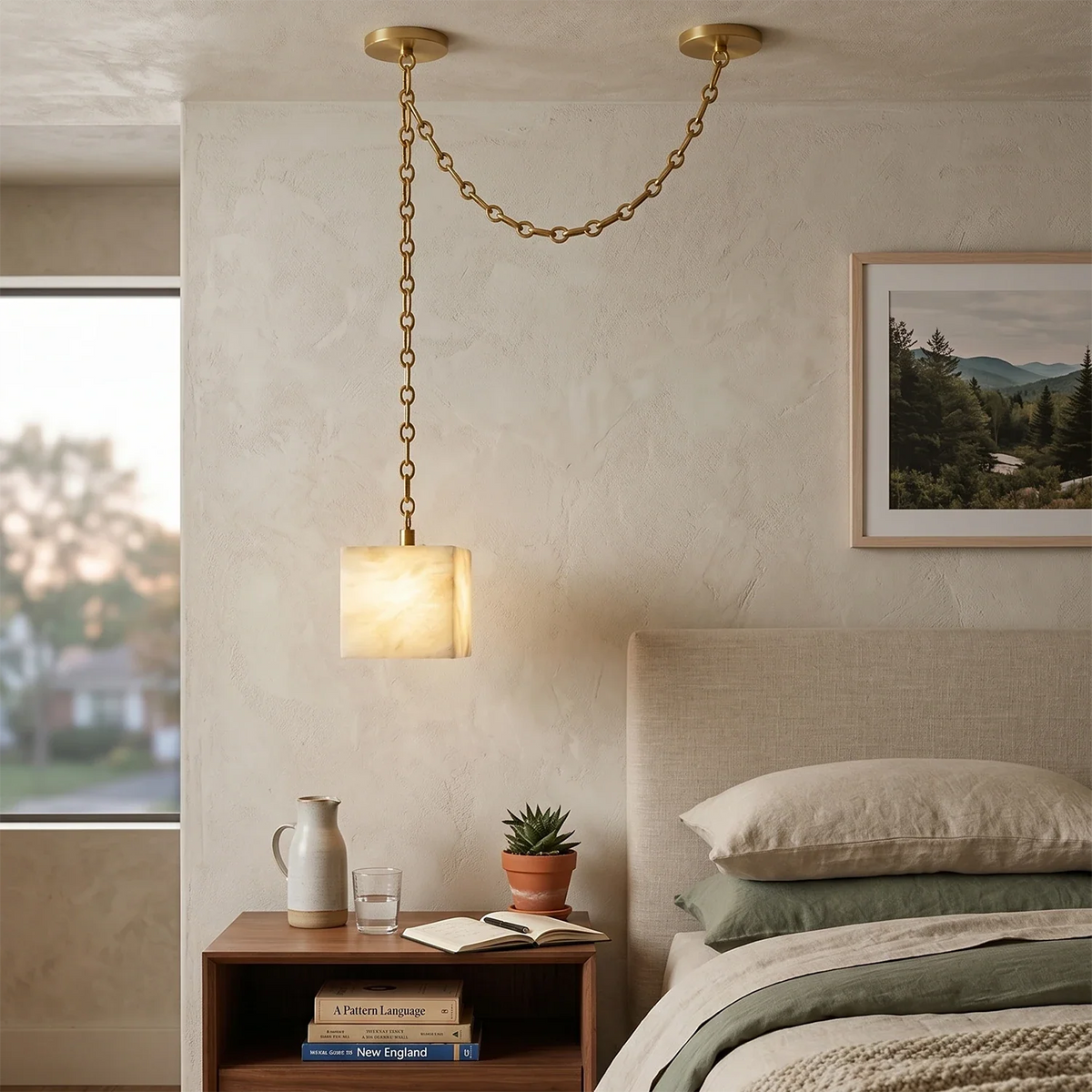 Alabaster Square Chain Chandelier – Alabaster detail 7