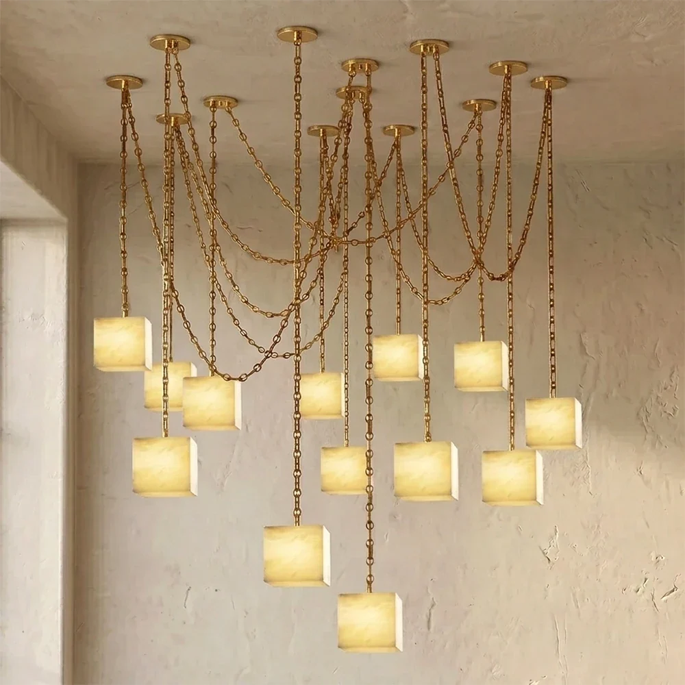 Alabaster Square Chain Chandelier – Alabaster detail 34