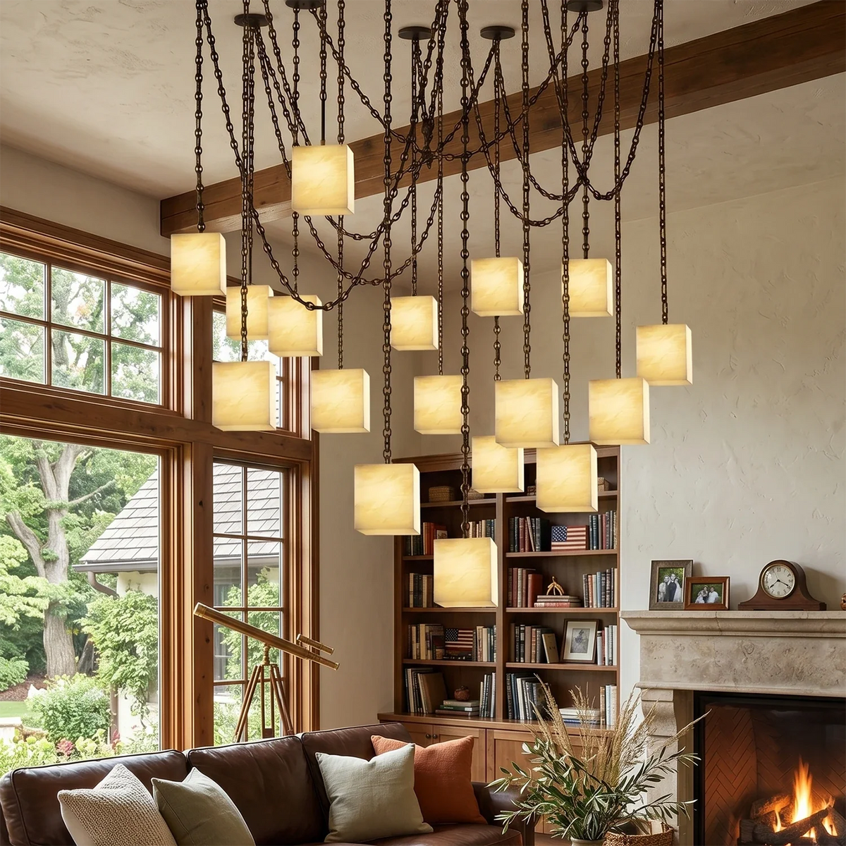 Alabaster Square Chain Chandelier – Alabaster detail 12