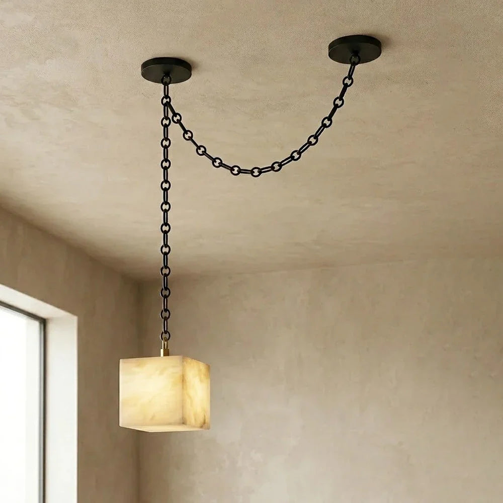 Alabaster Square Chain Chandelier – Alabaster detail 17
