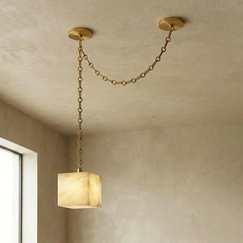Alabaster Square Chain Chandelier – Alabaster detail 18