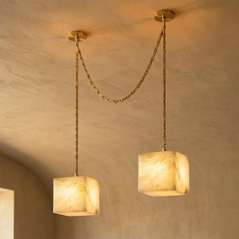 Alabaster Square Chain Chandelier – Alabaster detail 19