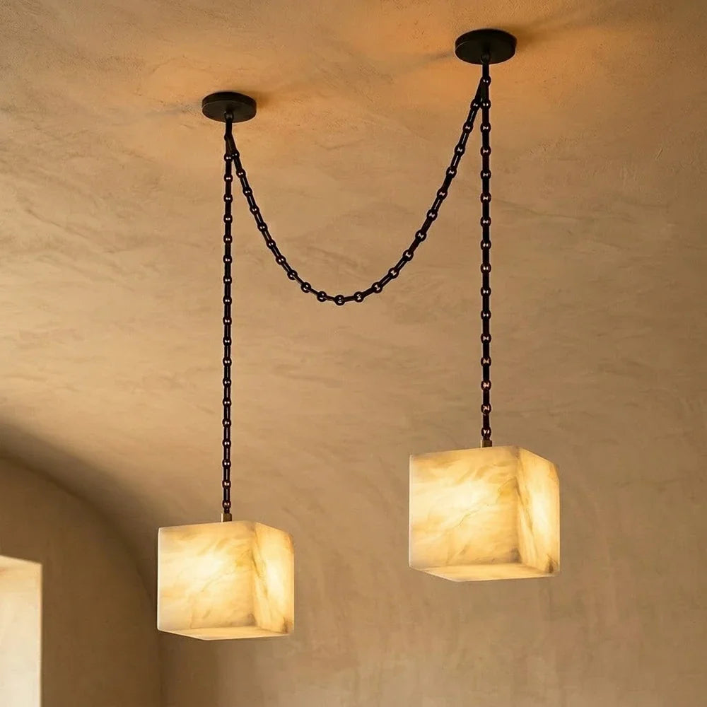 Alabaster Square Chain Chandelier – Alabaster detail 20