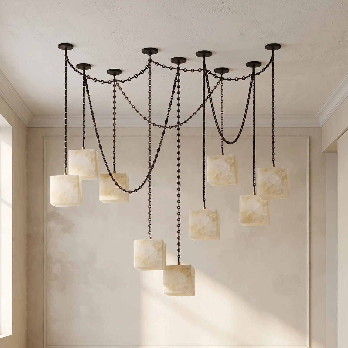 Alabaster Square Chain Chandelier – Alabaster detail 37