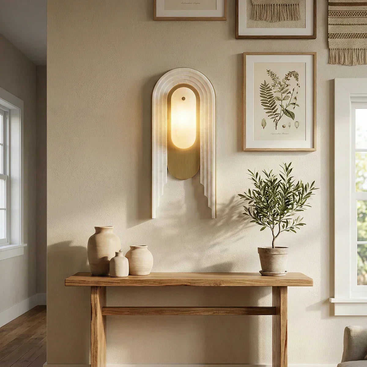 Alabaster Stacked Oval Cascada Wall Sconce – Alabaster detail 2