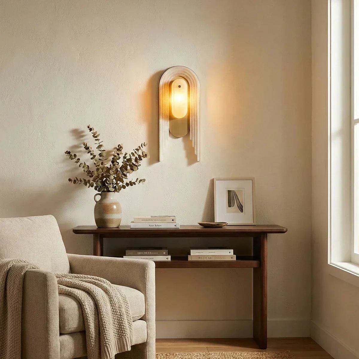 Alabaster Stacked Oval Cascada Wall Sconce – Alabaster detail 3