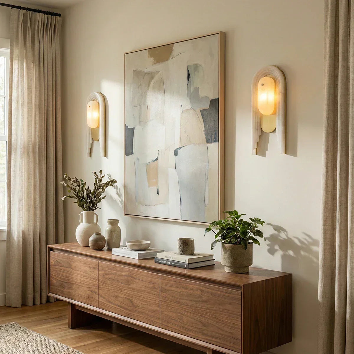 Alabaster Stacked Oval Cascada Wall Sconce – Alabaster detail 7