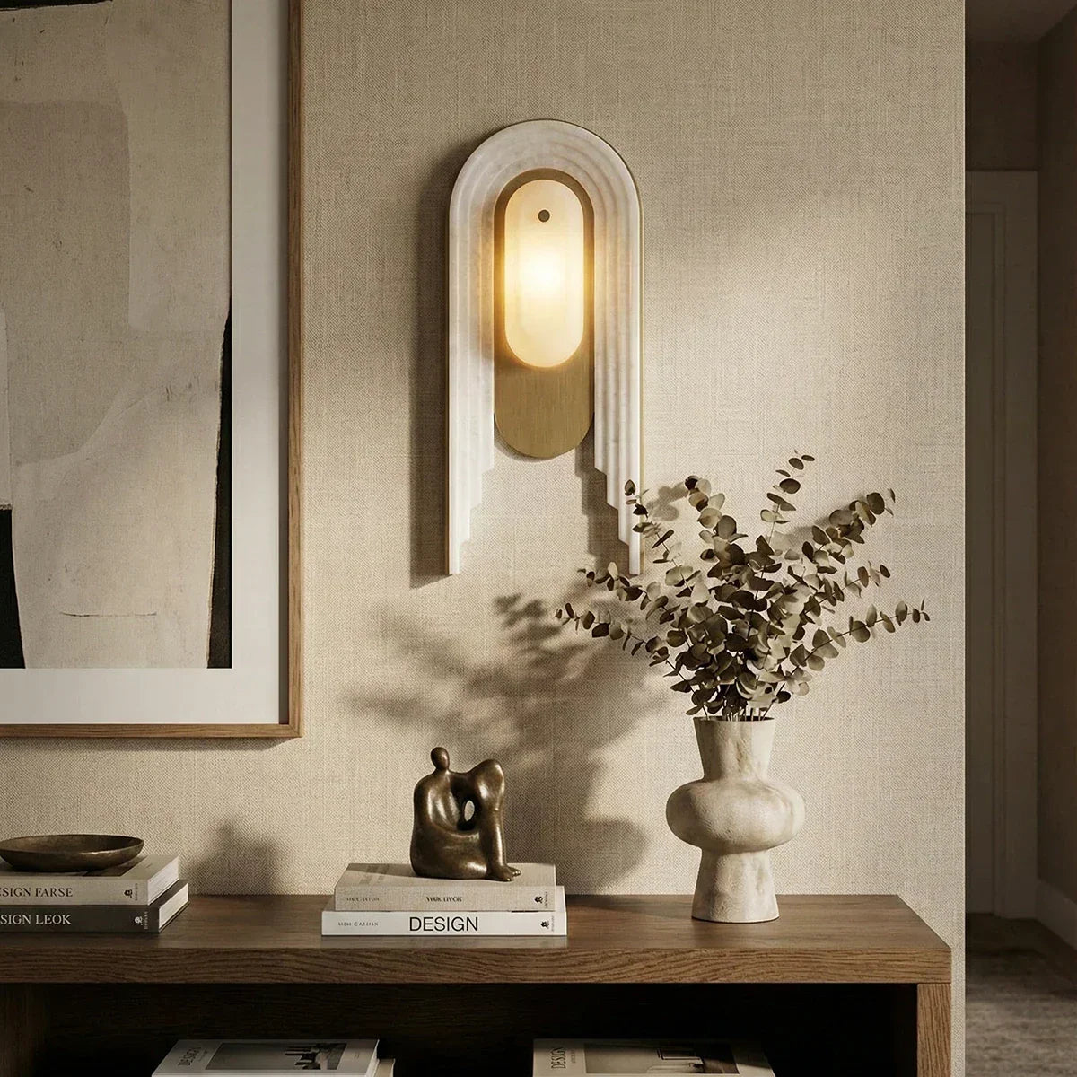 Alabaster Stacked Oval Cascada Wall Sconce – Alabaster detail 4