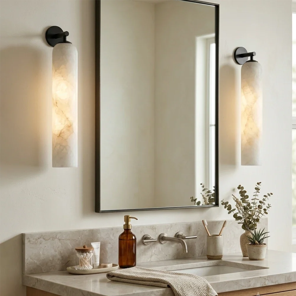 Alabaster Tube Cylinder Wall Sconce – Alabaster detail 7