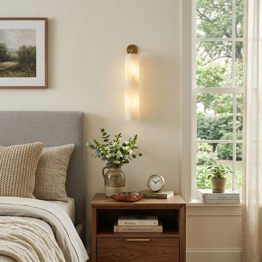 Alabaster Tube Cylinder Wall Sconce – Alabaster detail 3
