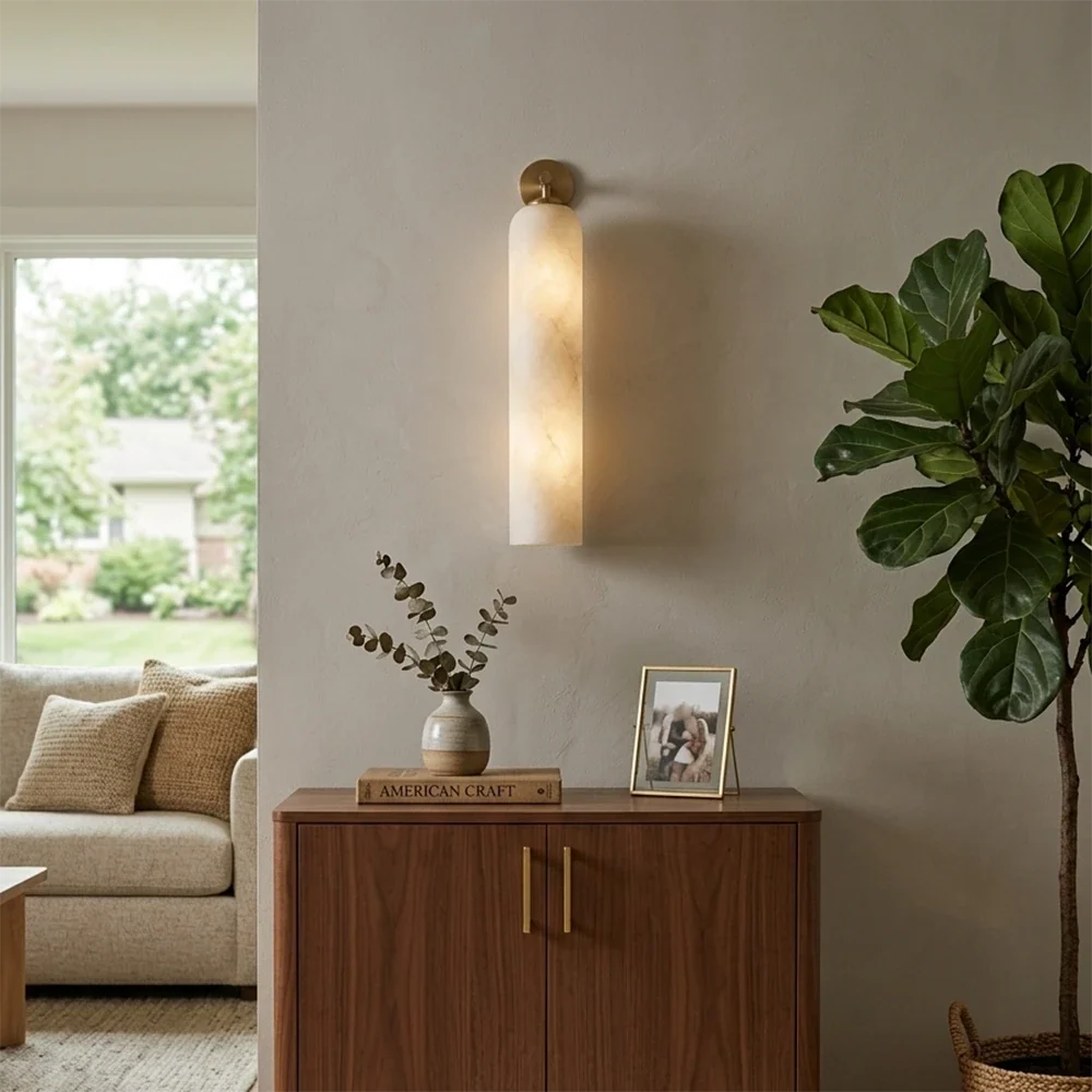 Alabaster Tube Cylinder Wall Sconce – Alabaster detail 4