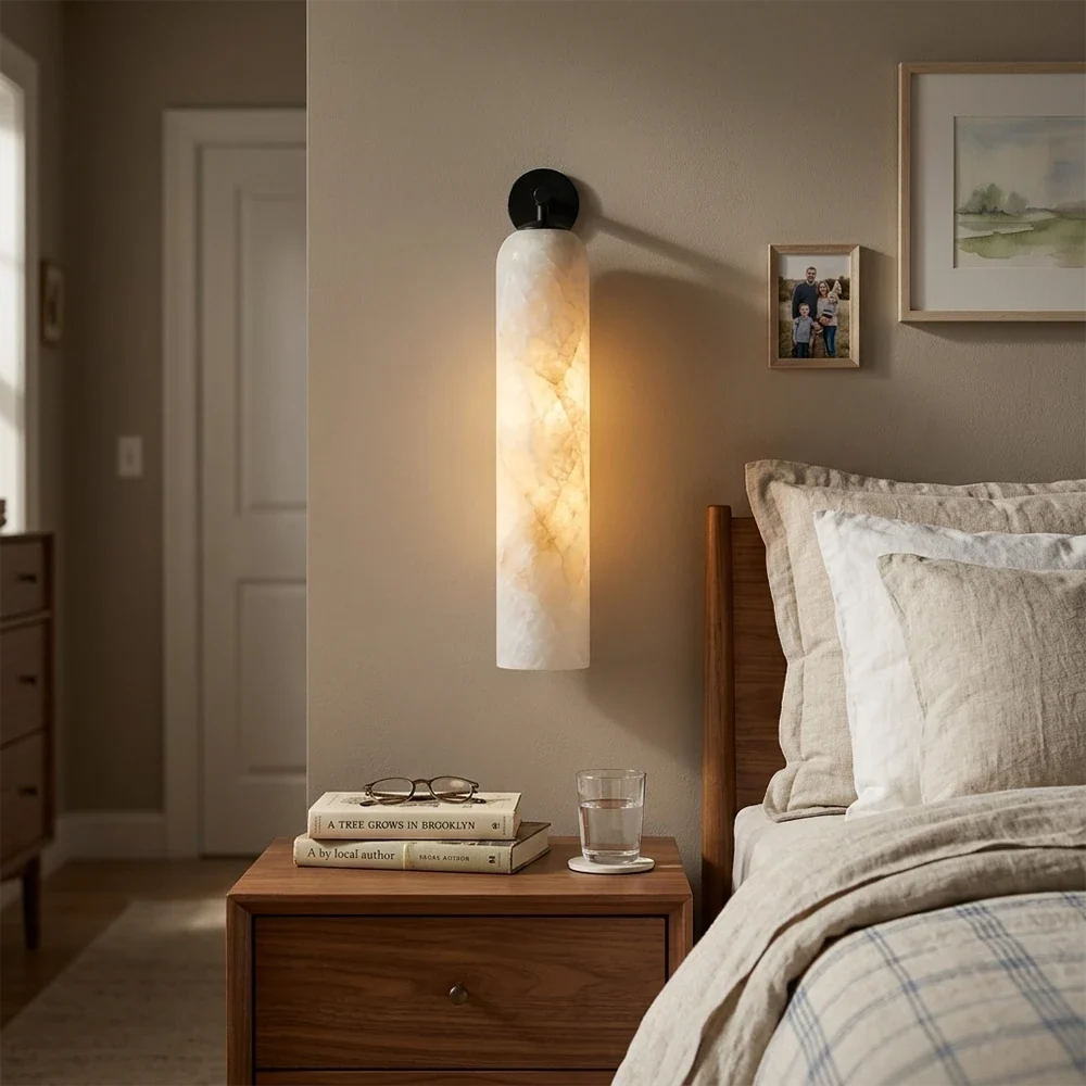 Alabaster Tube Cylinder Wall Sconce – Alabaster detail 5