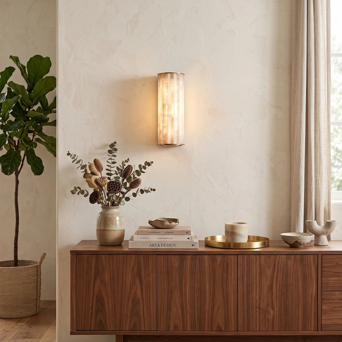 Alcott Fluted Alabaster Column Wall Sconce – Alabaster detail 3