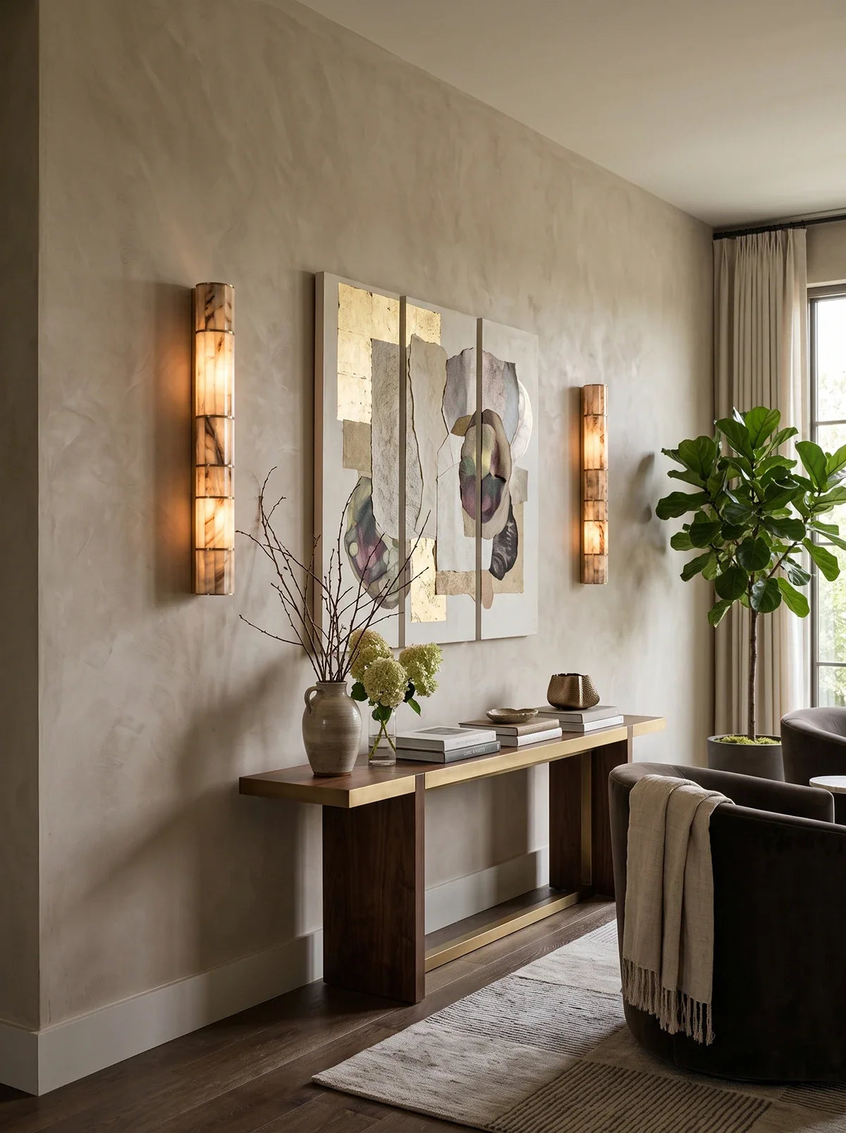 Alcott Fluted Alabaster Column Wall Sconce – Alabaster detail 10