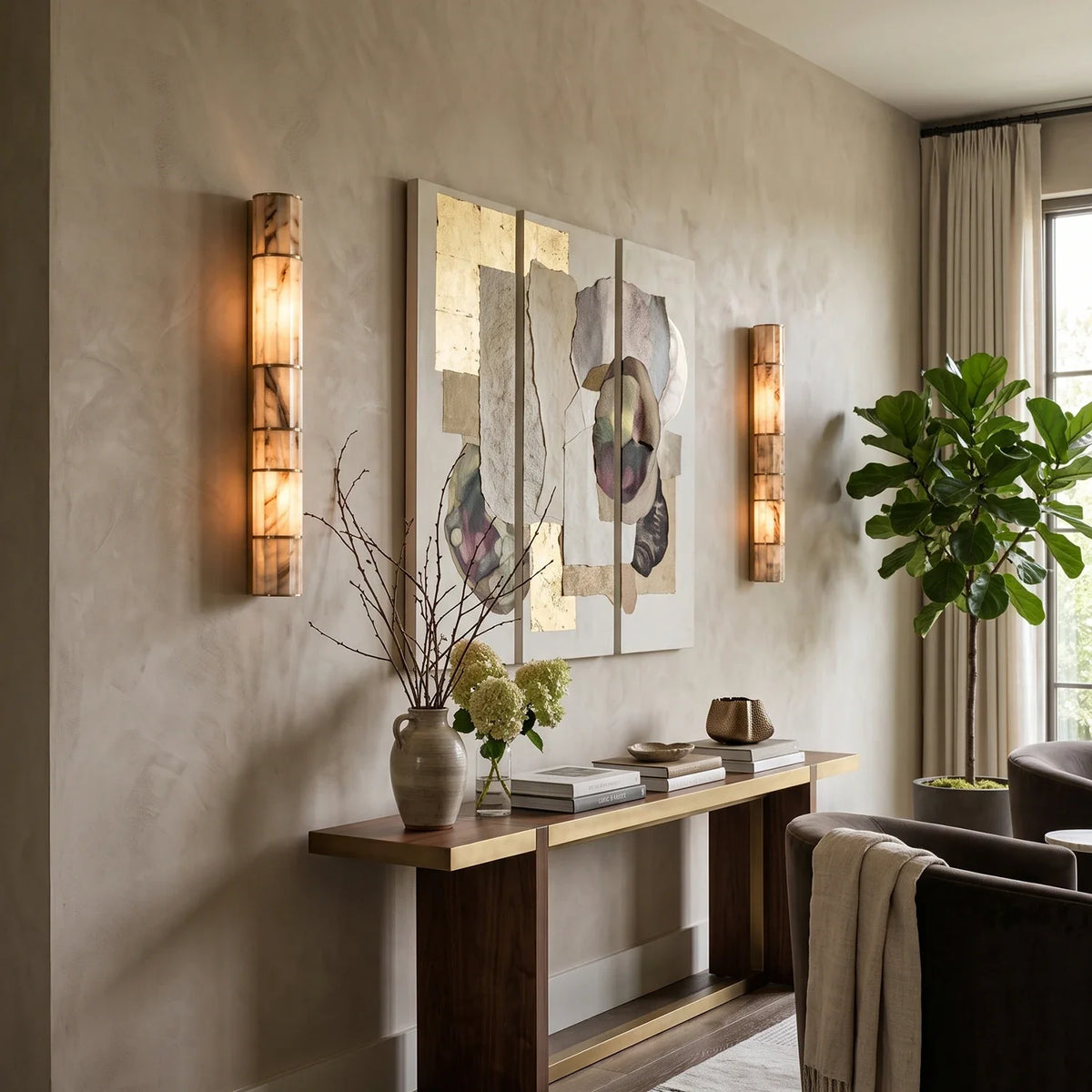 Alcott Fluted Alabaster Column Wall Sconce – Alabaster detail 8