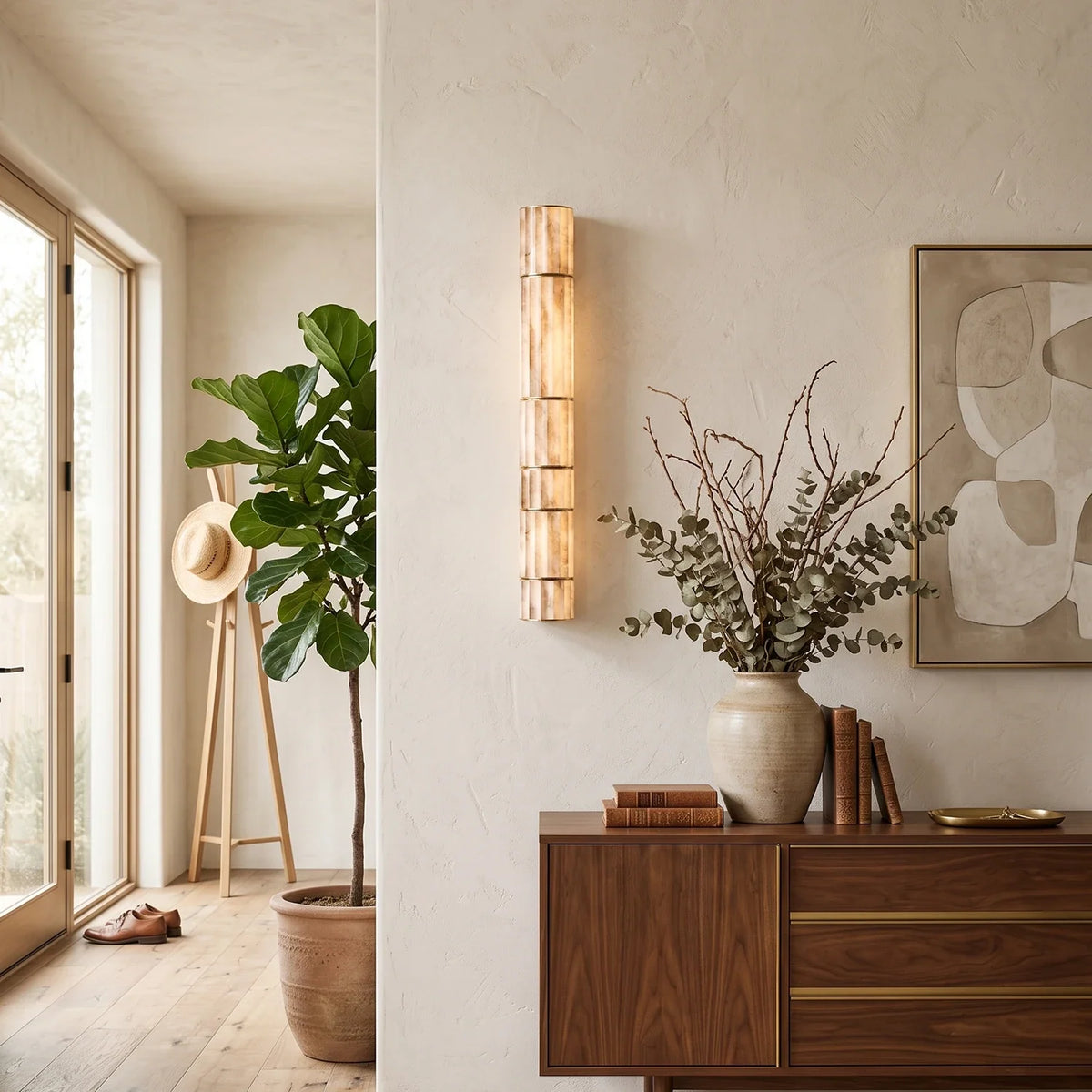 Alcott Fluted Alabaster Column Wall Sconce – Alabaster detail 2