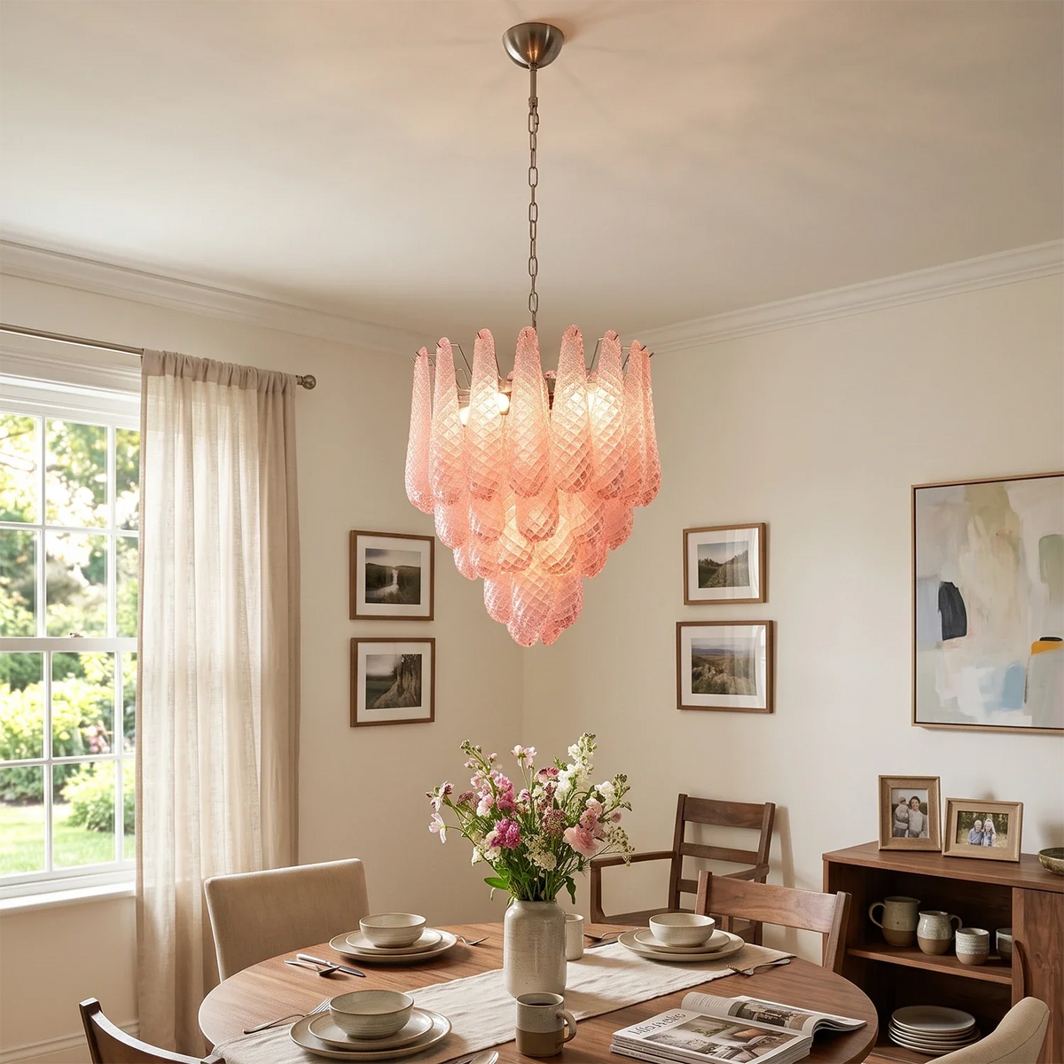 Amaris Tiered Teardrop Glass Chandelier – Glass detail 4