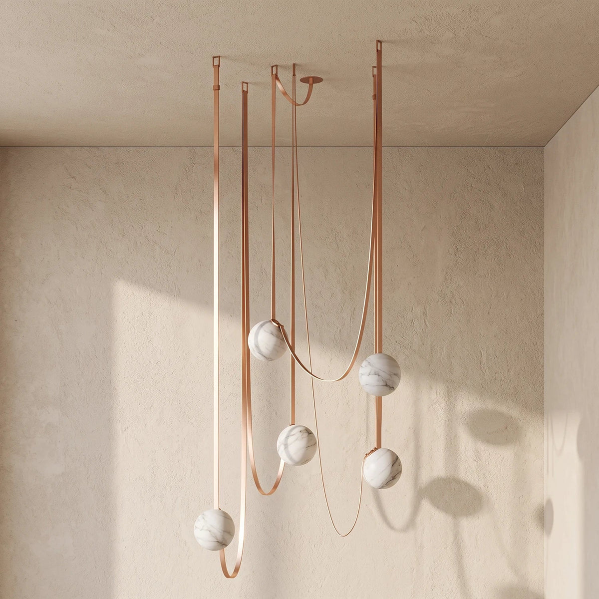 Anouk Draped Strap Alabaster Chandelier – Alabaster detail 15