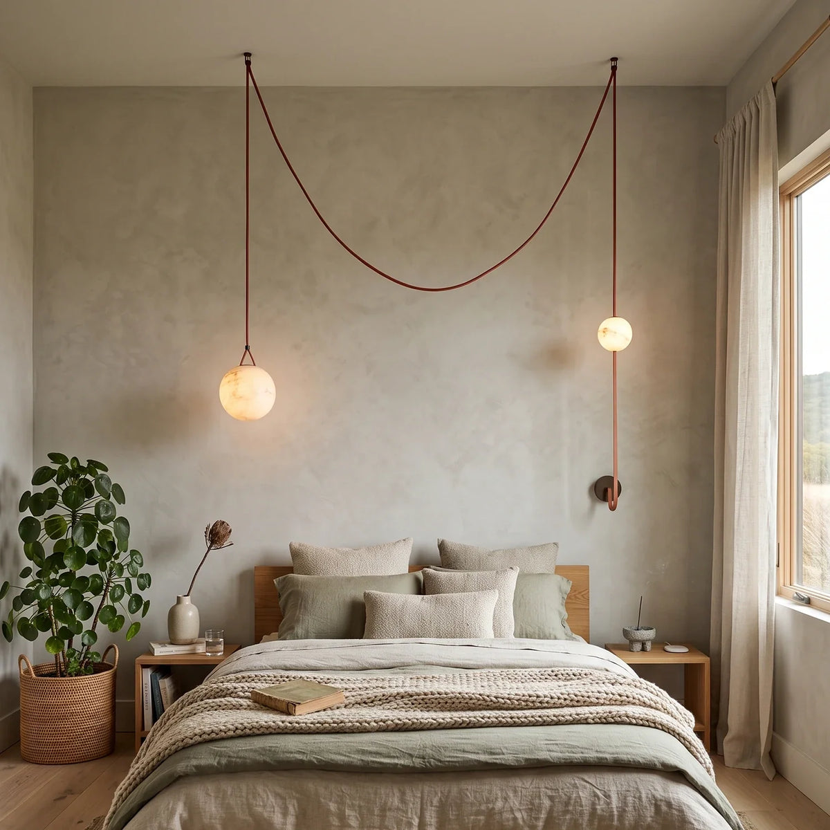 Anouk Draped Strap Alabaster Chandelier – Alabaster detail 4