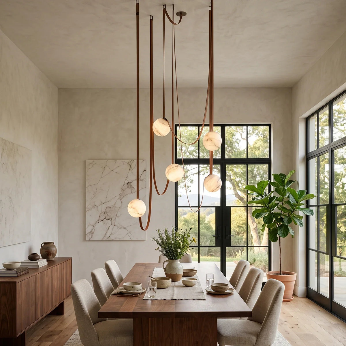 Anouk Draped Strap Alabaster Chandelier – Alabaster detail 6