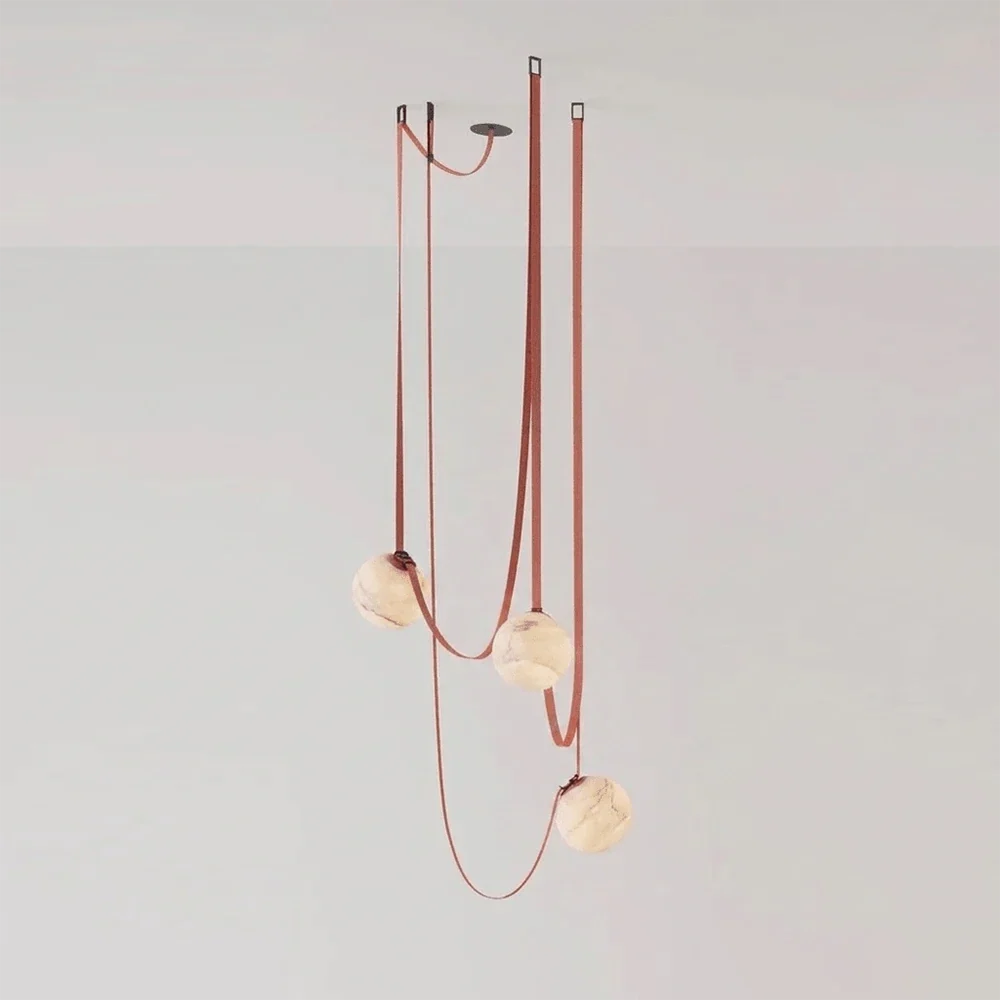 Anouk Draped Strap Alabaster Chandelier – Alabaster detail 12