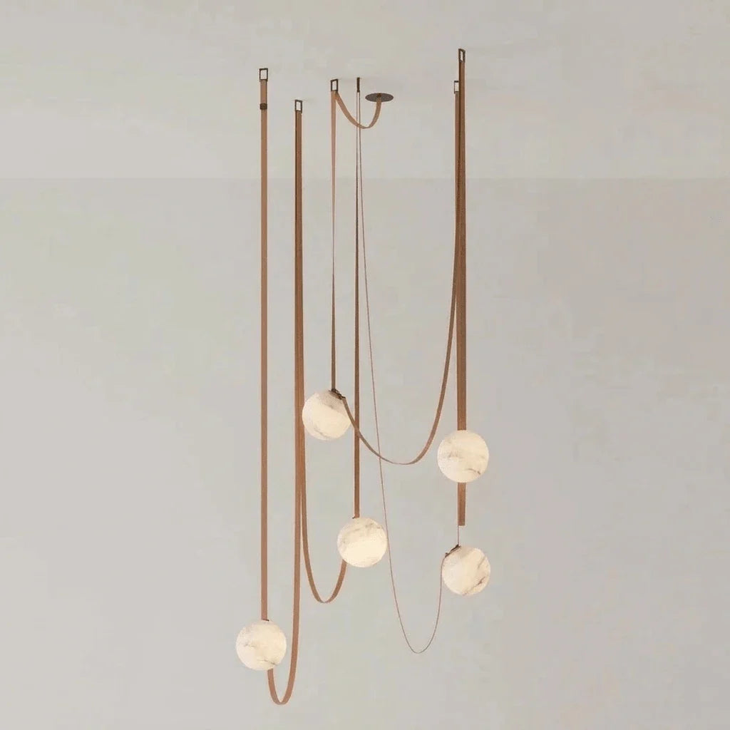 Anouk Draped Strap Alabaster Chandelier – Alabaster detail 13