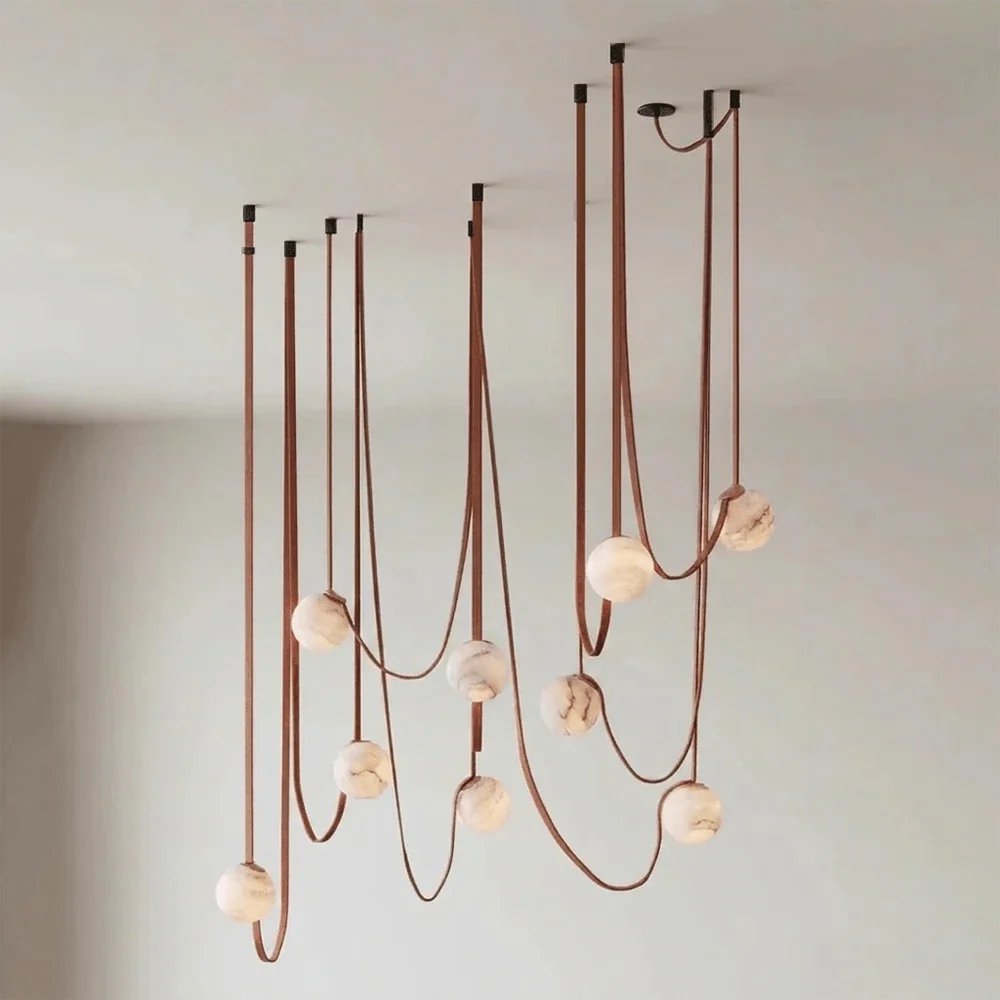 Anouk Draped Strap Alabaster Chandelier – Alabaster detail 14