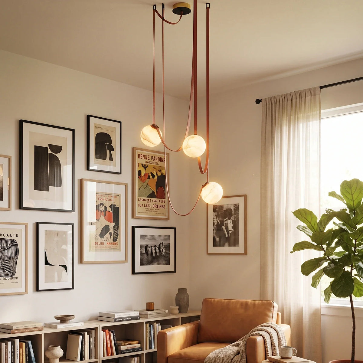 Anouk Draped Strap Alabaster Chandelier – Alabaster detail 2