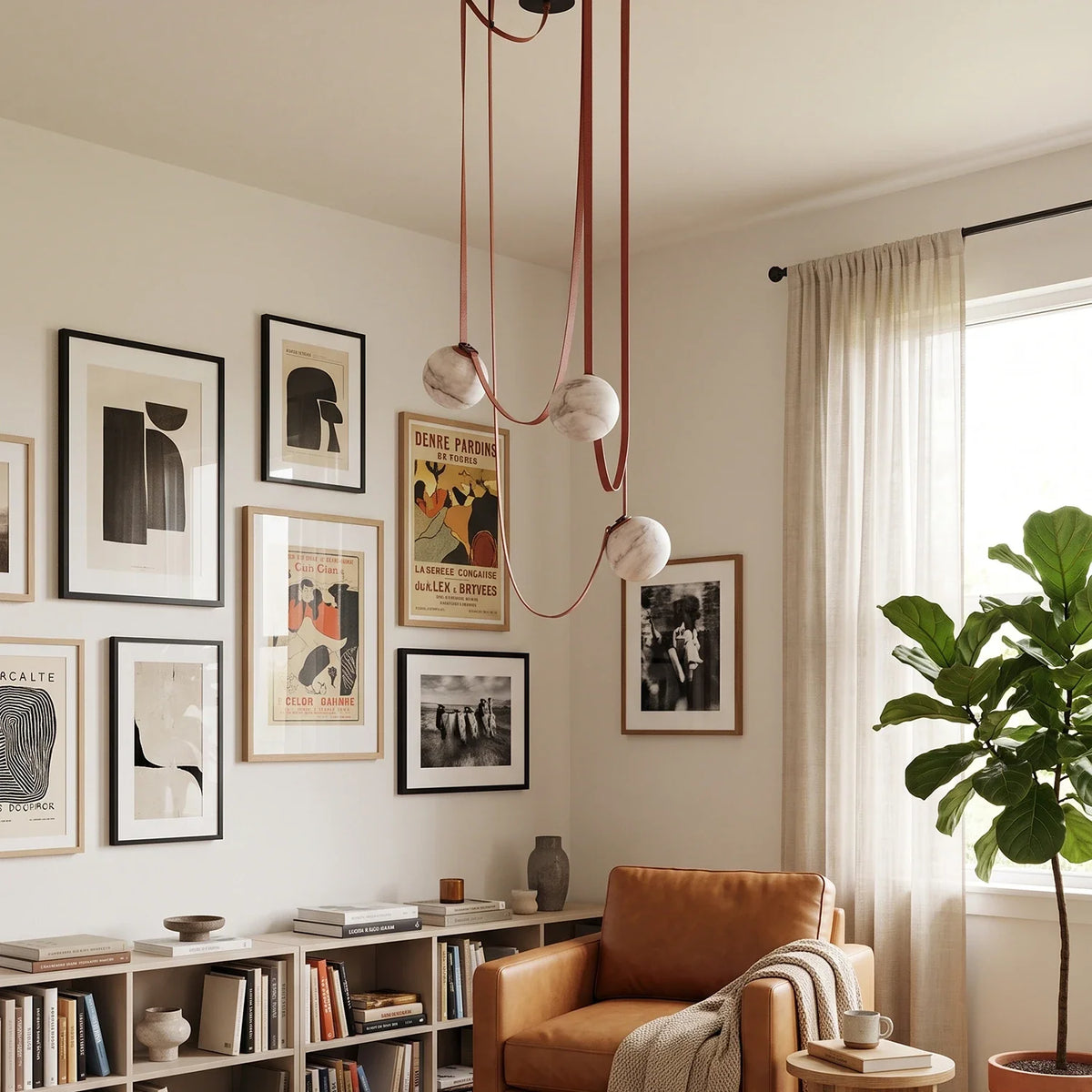 Anouk Draped Strap Alabaster Chandelier – Alabaster detail 9