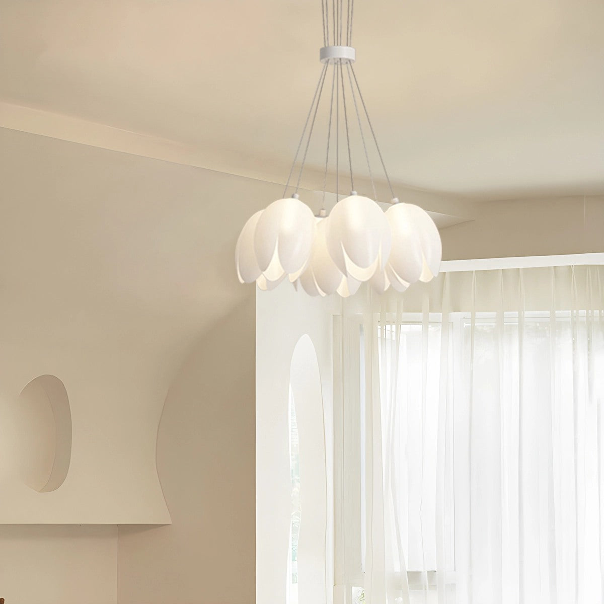 French Tulip Flower & Ball Chandelier – detail 8