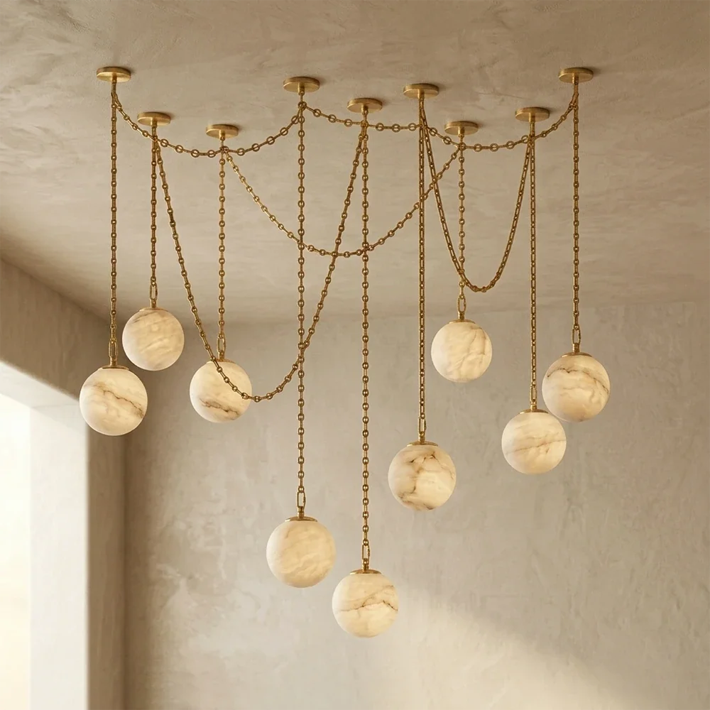 Alabaster Spherical Chain Chandelier – Alabaster detail 34