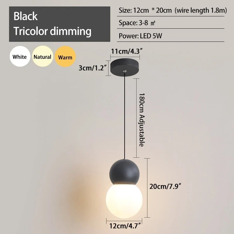 Cream Style Globe Pendant Light Small Bedside Lamp – detail 24