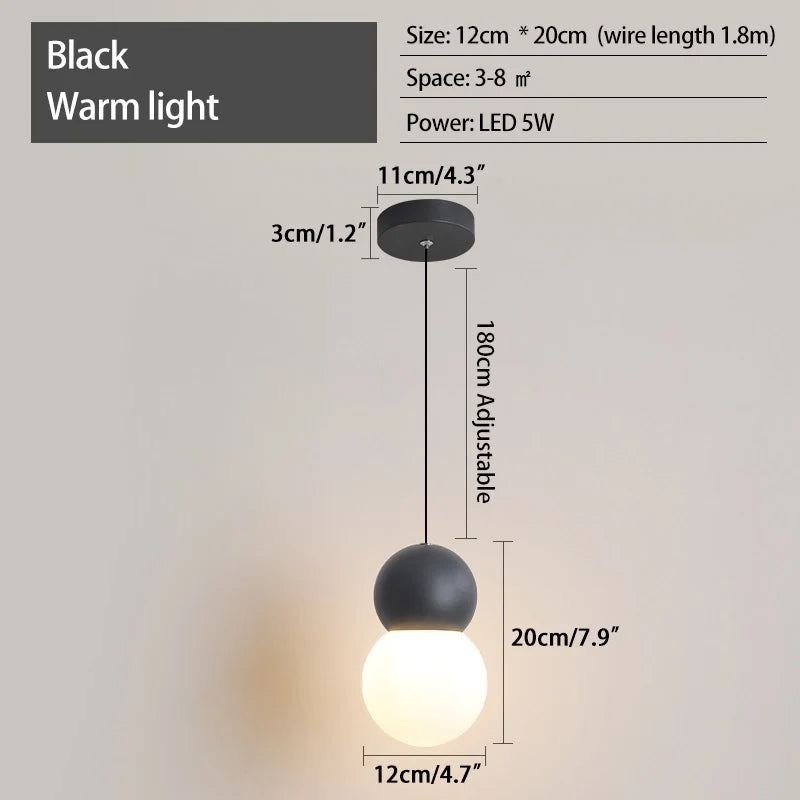 Cream Style Globe Pendant Light Small Bedside Lamp – detail 22