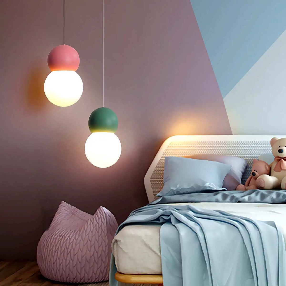 Cream Style Globe Pendant Light Small Bedside Lamp – detail 9