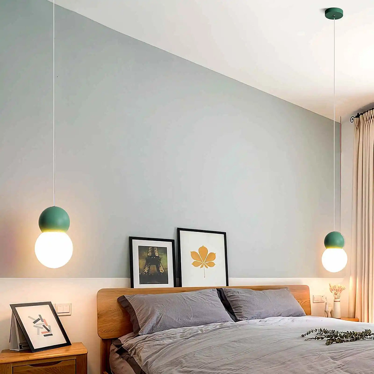 Cream Style Globe Pendant Light Small Bedside Lamp – detail 8