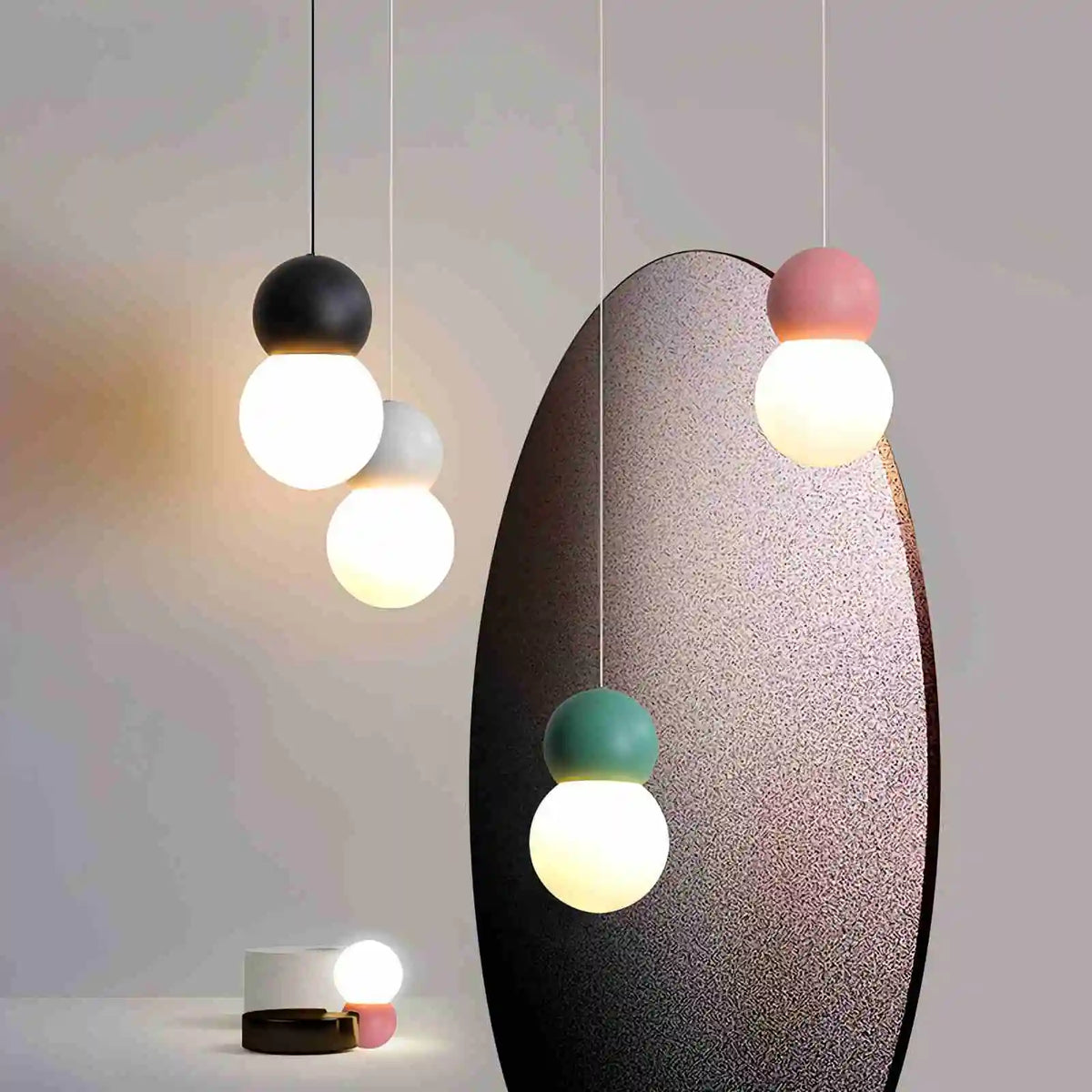 Cream Style Globe Pendant Light Small Bedside Lamp – detail 2