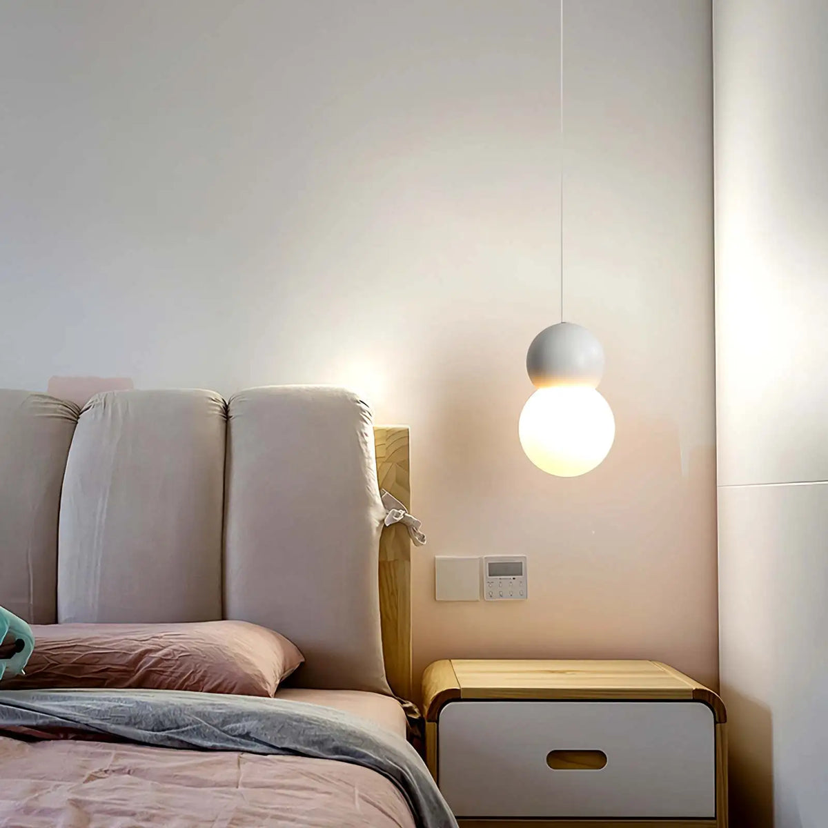 Cream Style Globe Pendant Light Small Bedside Lamp – detail 34