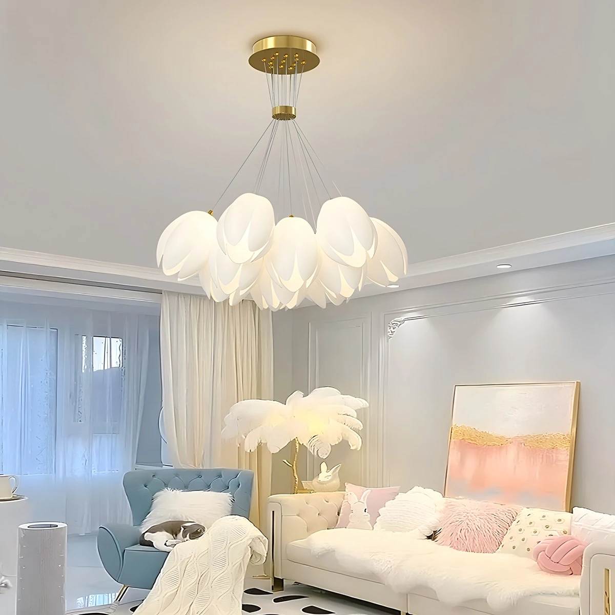 French Tulip Flower & Ball Chandelier – detail 32
