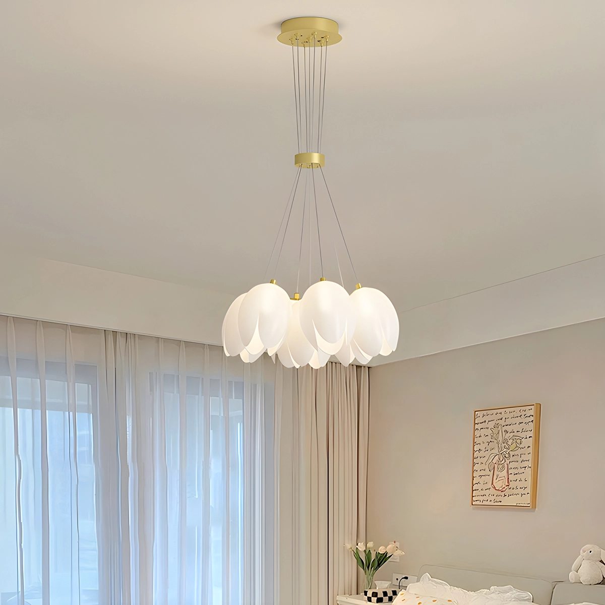 French Tulip Flower & Ball Chandelier – detail 20