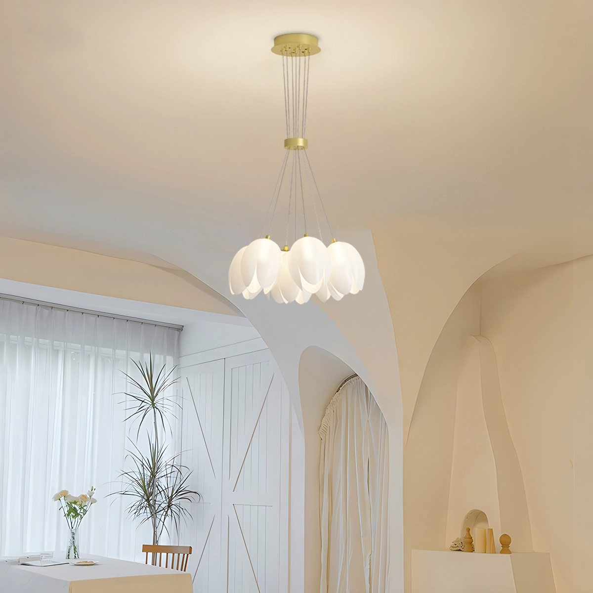 French Tulip Flower & Ball Chandelier – detail 27