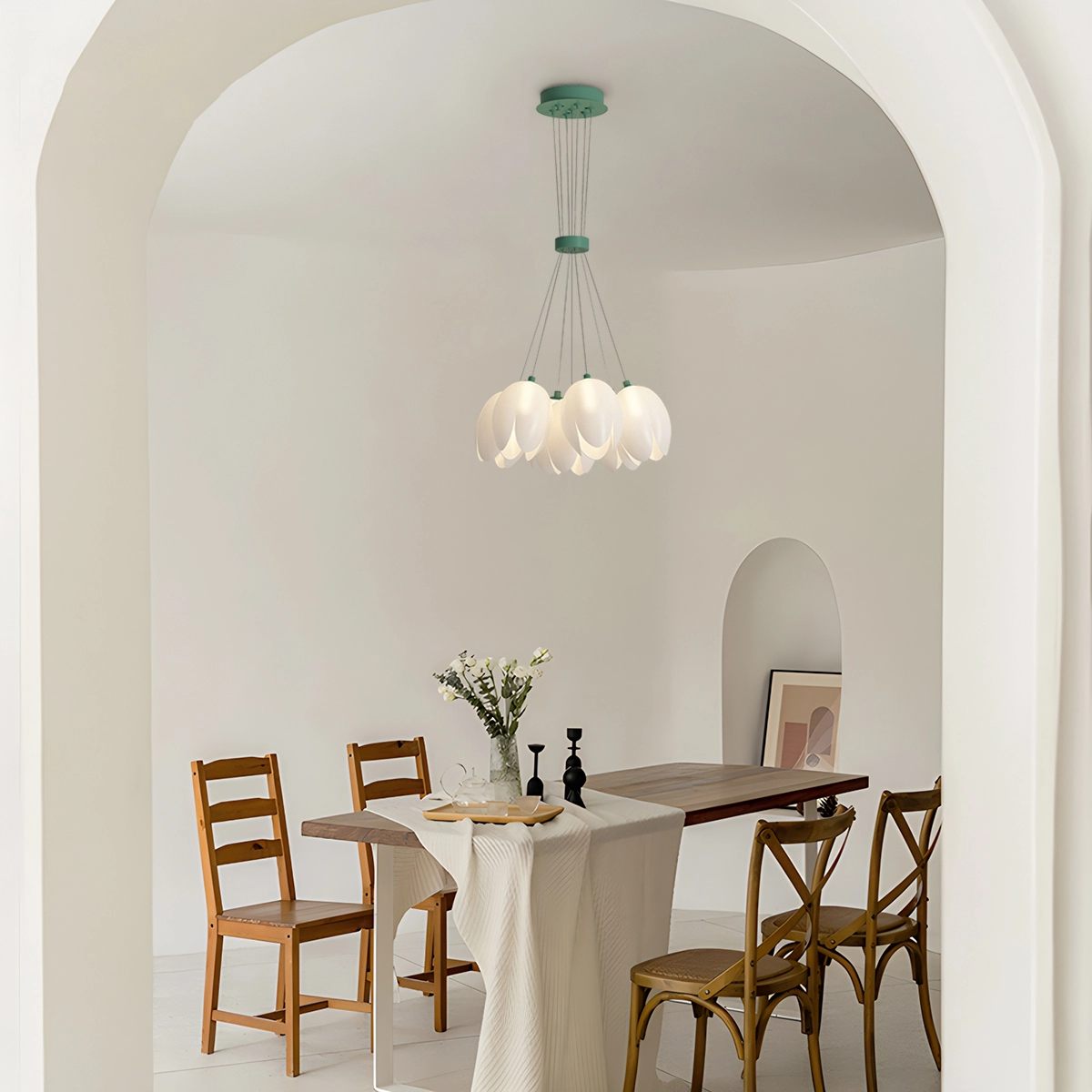 French Tulip Flower & Ball Chandelier – detail 2