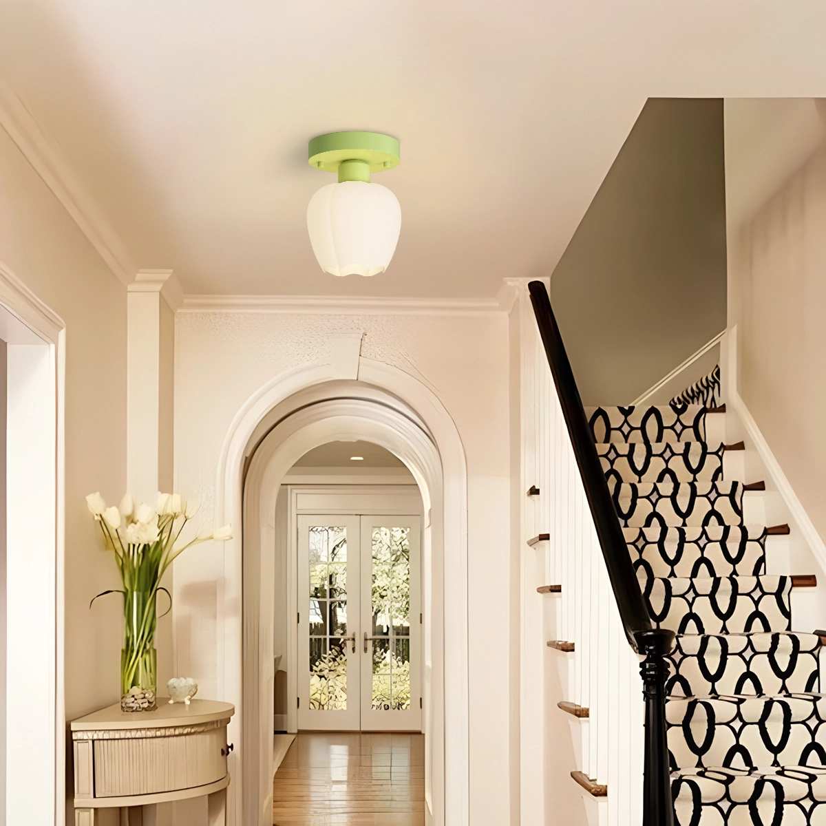 French Garden Glass Ceiling Lamp – Glass detail 4