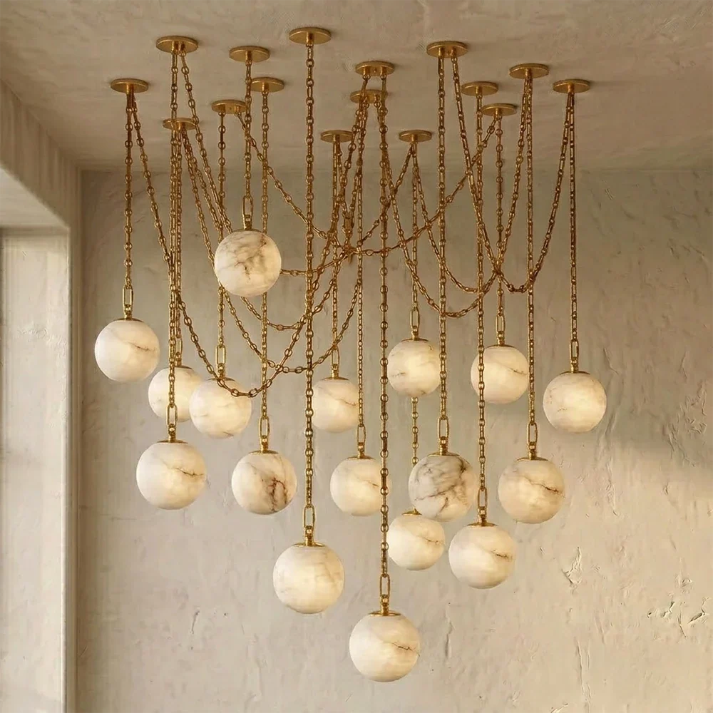 Alabaster Spherical Chain Chandelier – Alabaster detail 40