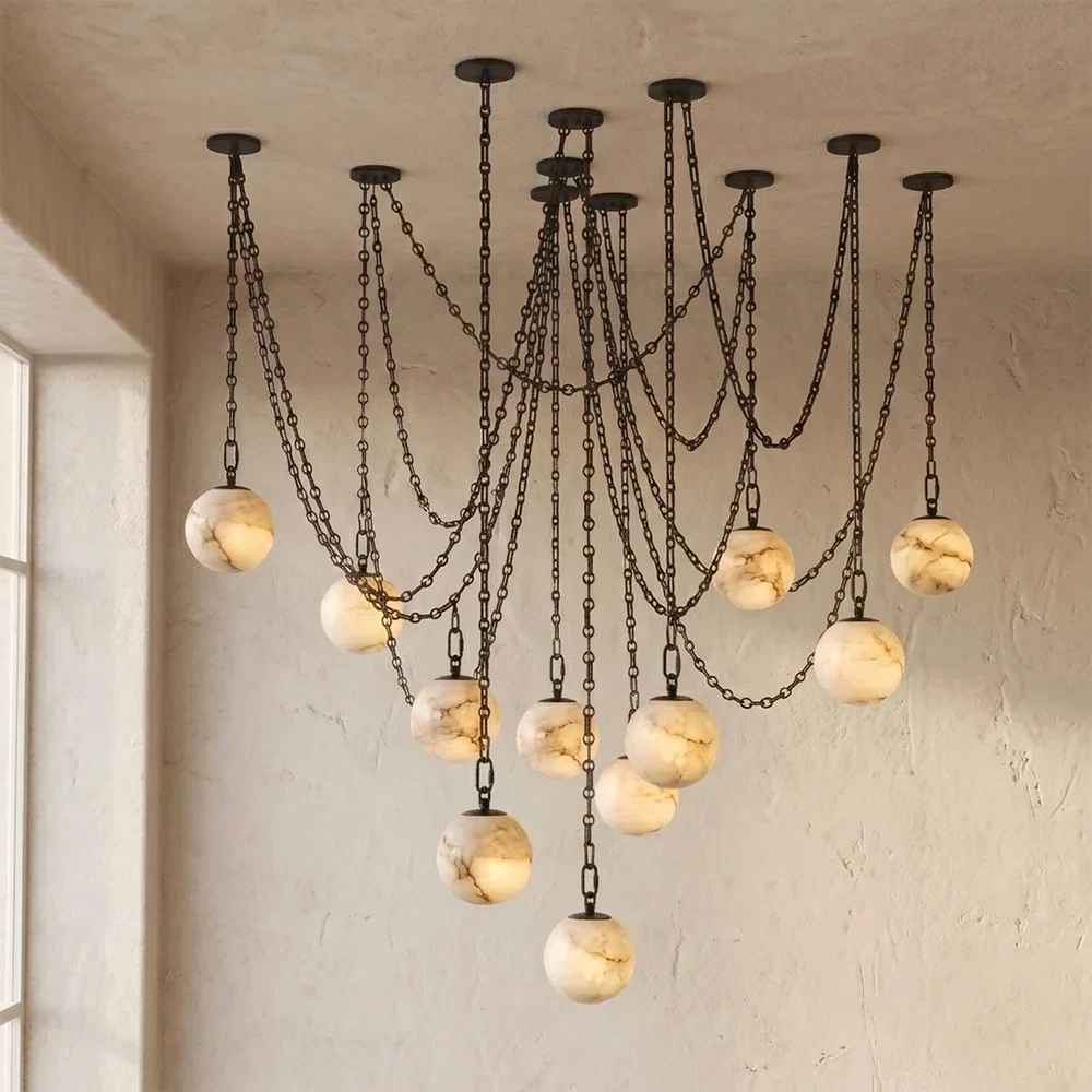 Alabaster Spherical Chain Chandelier – Alabaster detail 35