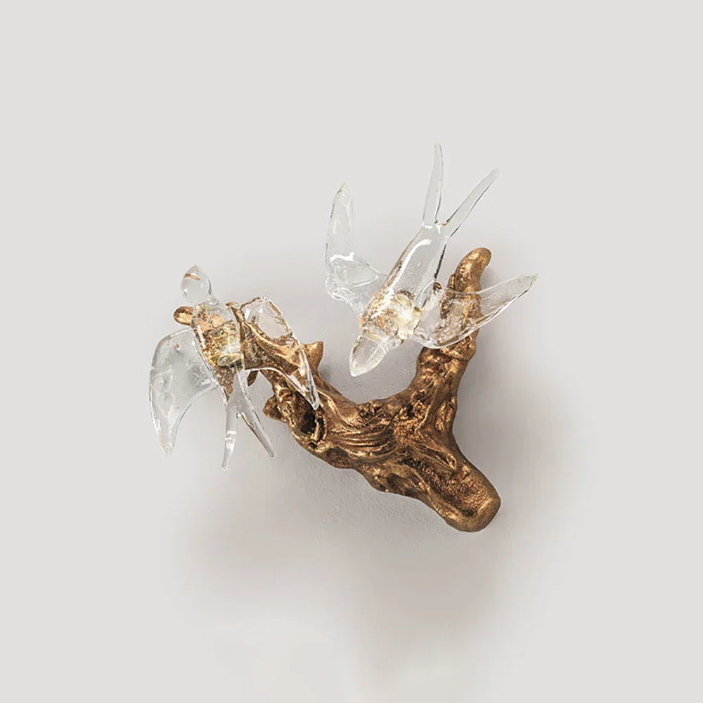 Artistic Glass Flying Bird Vines Wall Lamp – Glass detail 14
