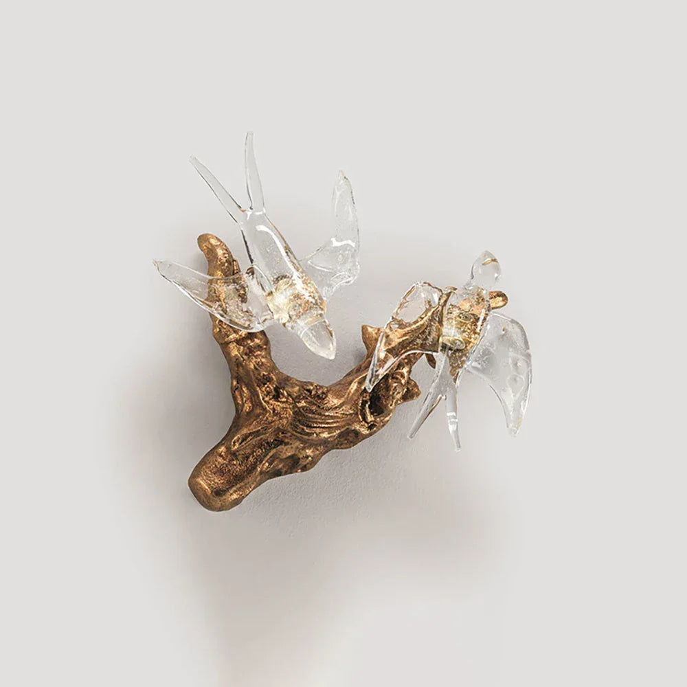 Artistic Glass Flying Bird Vines Wall Lamp – Glass detail 13